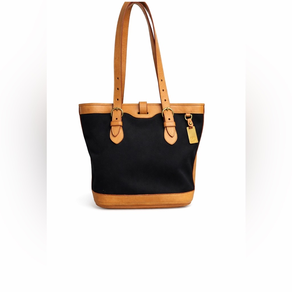 Dooney‎ & Bourke Cabriolet canvas bucket bag Elegant Black and Tan Tote Bag